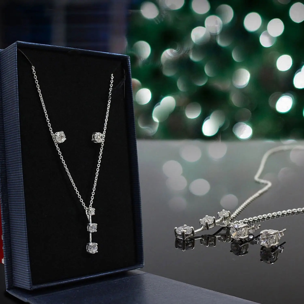 Cubic Zirconia Necklace & Earring Gift Set
